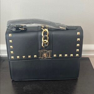 Badgley Mischka Black and Gold Chain Shoulder Bag